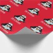 おもしろいでかわいいペンギンのナースの休日の包装紙 ラッピングペーパー (角)