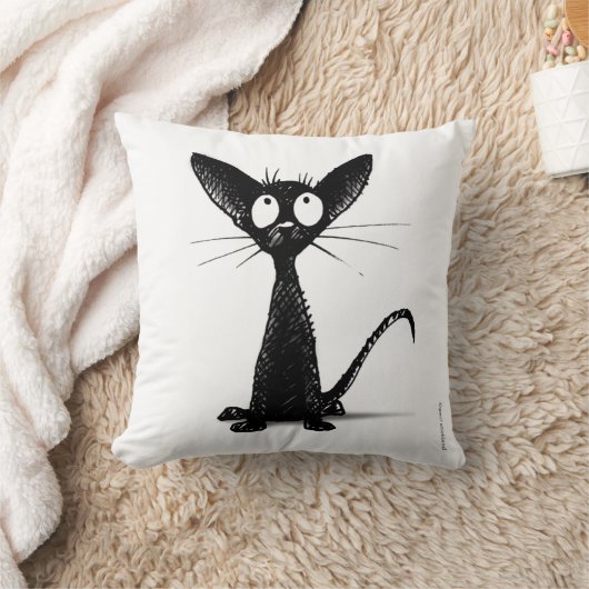 おもしろいでかわいい白黒猫の芸術 クッション (ブランケット)