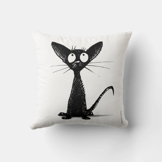 おもしろいでかわいい白黒猫の芸術 クッション (裏面)
