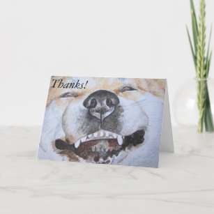 おもしろいでかわいい秋田の微笑の現実主義者犬の芸術は感謝していしています サンキューカード
