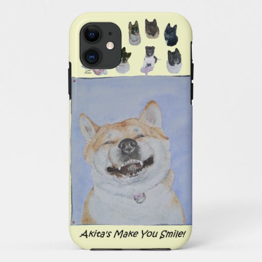 おもしろいでかわいい秋田の微笑の現実主義者犬の芸術 Case-Mate iPhoneケース (裏面)
