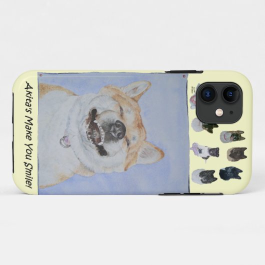 おもしろいでかわいい秋田の微笑の現実主義者犬の芸術 Case-Mate iPhoneケース (裏面(横))