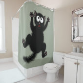 おもしろいでかわいい黒は漫画猫、子ネコをおびえさせました シャワーカーテン (インサイチュ)