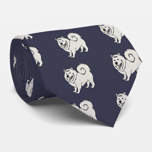 おもしろいでかわいいSamoyedハスキーな犬の芸術 ネクタイ (ロール)