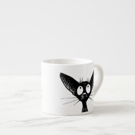 おもしろいでかわいく小さい黒猫の芸術 エスプレッソカップ