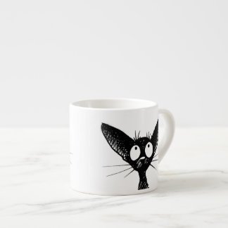 おもしろいでかわいく小さい黒猫の芸術 エスプレッソカップ