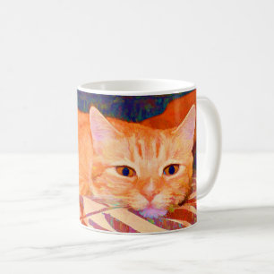 おもしろいでかわいく明るいオレンジ虎猫猫 コーヒーマグカップ
