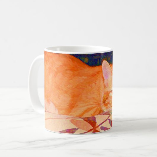 おもしろいでかわいく明るいオレンジ虎猫猫 コーヒーマグカップ (正面左)