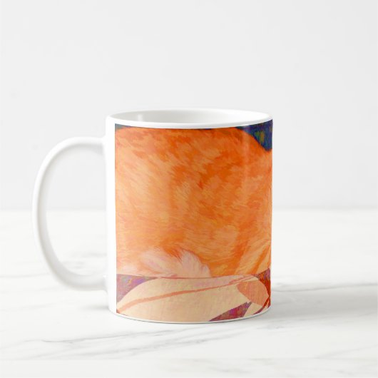おもしろいでかわいく明るいオレンジ虎猫猫 コーヒーマグカップ (左)