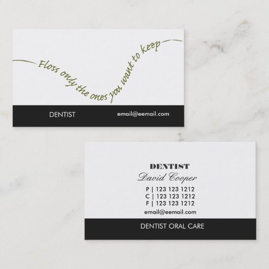 おもしろいでにこやかなフロスの歯科医の口頭心配 名刺 (正面/裏面)