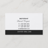 おもしろいでにこやかなフロスの歯科医の口頭心配 名刺 (裏面)
