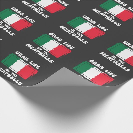 おもしろいでイタリアンなギフトのアイディアのミートボールイタリアFlag1 ラッピングペーパー (角)