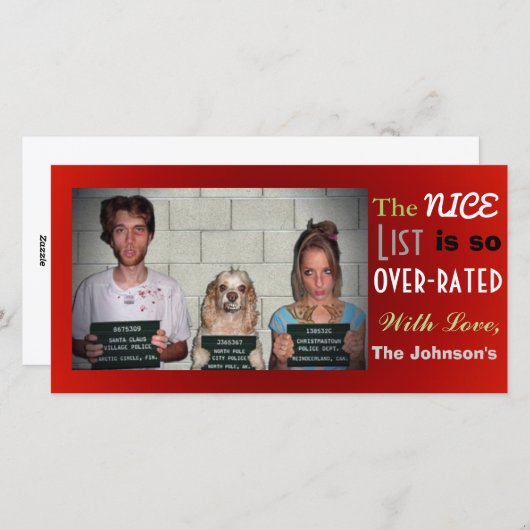 おもしろいでカスタマイズ可能な家族写真のクリスマス シーズンカード (正面/裏面)