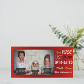 おもしろいでカスタマイズ可能な家族写真のクリスマス シーズンカード (スタンド正面)