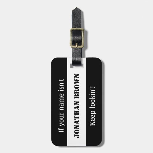 おもしろいでカスタムな荷物のラベル-ストライプ--を見ることを保って下さい ラゲッジタグ (正面縦)