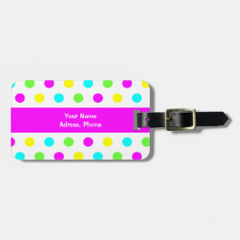 おもしろいでカラフルな水玉模様の子供 ラゲッジタグ