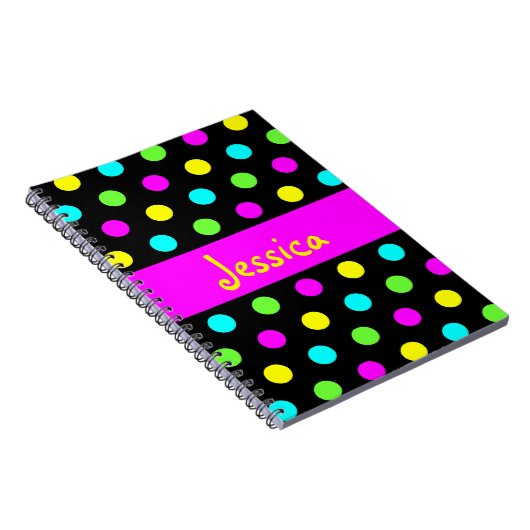 おもしろいでカラフルな水玉模様-ガーリーな一流のノート ノートブック (右側)