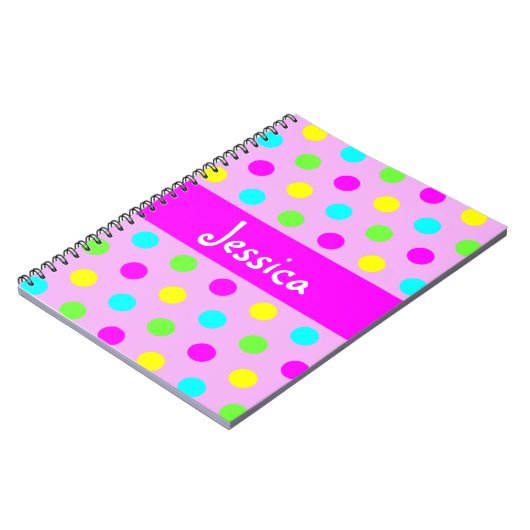 おもしろいでカラフルな水玉模様-ガーリーな一流のノート ノートブック (左側)