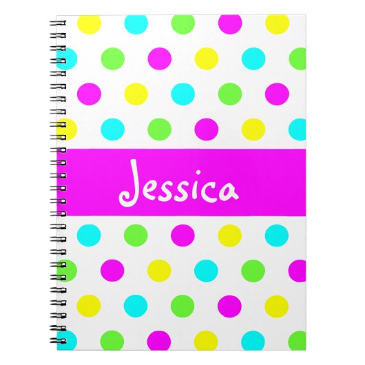 おもしろいでカラフルな水玉模様-ガーリーな一流のノート ノートブック (正面)