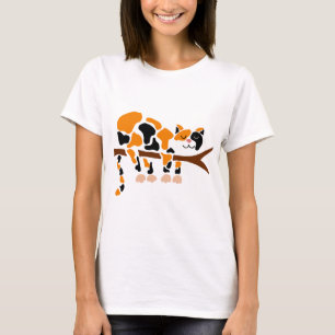 おもしろいでカラフルな茶色のぶち猫の芸術 Tシャツ