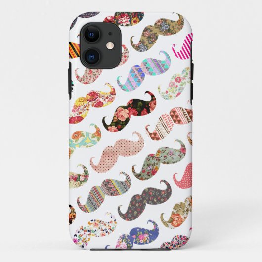 おもしろいでガーリーでカラフルなパターン口ひげ Case-Mate iPhoneケース (裏面)