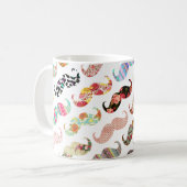 おもしろいでガーリーなカラフルパターン髭 マグカップ (正面左)