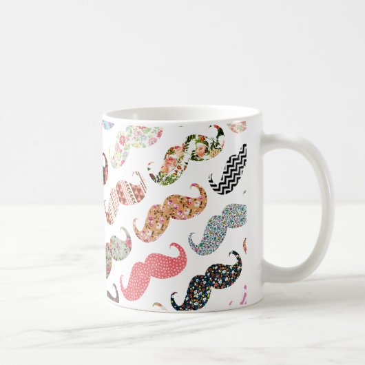 おもしろいでガーリーなカラフルパターン髭 マグカップ (右)