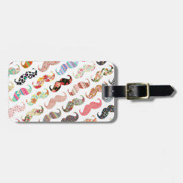 おもしろいでガーリーなカラフルパターン髭 ラゲッジタグ