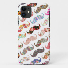 おもしろいでガーリーなカラフルパターン髭 iPhone 11 ケース