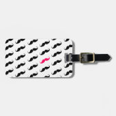 おもしろいでガーリーなピンクおよび黒い髭パターン ラゲッジタグ (正面横)