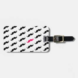 おもしろいでガーリーなピンクおよび黒い髭パターン ラゲッジタグ