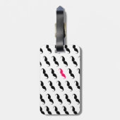 おもしろいでガーリーなピンクおよび黒い髭パターン ラゲッジタグ (裏面縦)