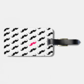 おもしろいでガーリーなピンクおよび黒い髭パターン ラゲッジタグ (裏面横)