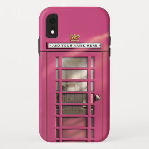 おもしろいでガーリーなピンクのヴィンテージイギリスのロンドンPhonebox iPhone XRケース