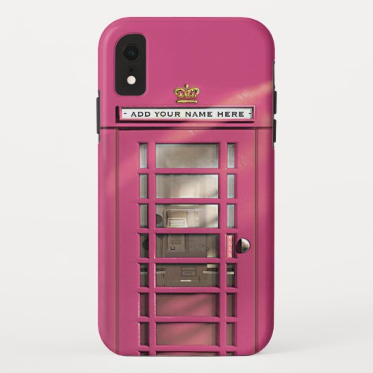 おもしろいでガーリーなピンクのヴィンテージイギリスのロンドンPhonebox Case-Mate iPhoneケース (裏面)