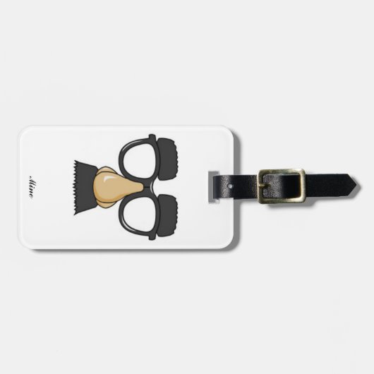 おもしろいでクラシックな喜劇のユーモアの髭ガラスの冗談 ラゲッジタグ (正面横)