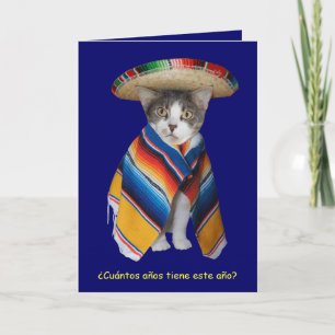 おもしろいでスペインのな猫または子猫の誕生日 カード