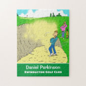 おもしろいでバンカーに突き刺さったゴルファーのゴルフプレーヤーへの贈り物 ジグソーパズル (縦)