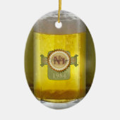 おもしろいでパーソナライズなビールガラス セラミックオーナメント (正面)