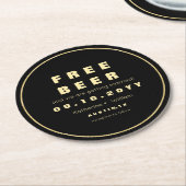 おもしろいでフェイクな金ゴールド自由なビール保存日付 ラウンドペーパーコースター (アングル)