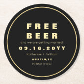 おもしろいでフェイクな金ゴールド自由なビール保存日付 ラウンドペーパーコースター (正面)