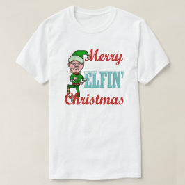 おもしろいでメリーな小妖精のクリスマスの休日の小妖精や小人のユーモア Tシャツ