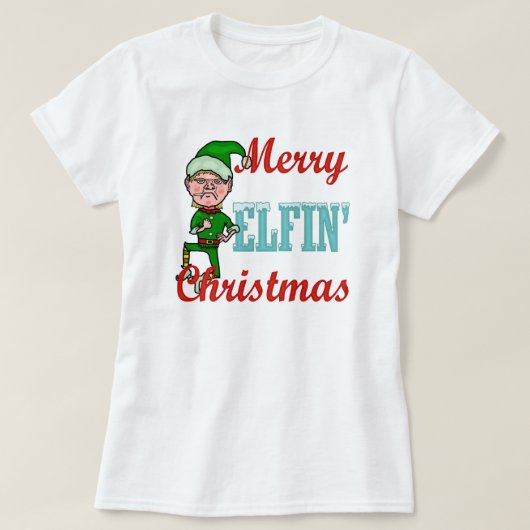 おもしろいでメリーな小妖精のクリスマスの休日の小妖精や小人のユーモア Tシャツ (デザイン正面)