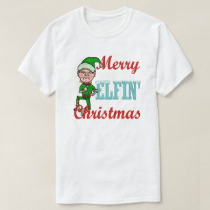 おもしろいでメリーな小妖精のクリスマスの休日の小妖精や小人のユーモ Tシャツ
