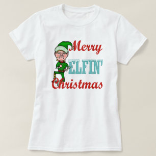 おもしろいでメリーな小妖精のクリスマスの休日の小妖精や小人のユーモ Tシャツ
