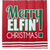 おもしろいでメリーなElfinのクリスマスのシャワー・カーテン シャワーカーテン (正面)