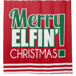 おもしろいでメリーなElfinのクリスマスのシャワー・カーテン シャワーカーテン