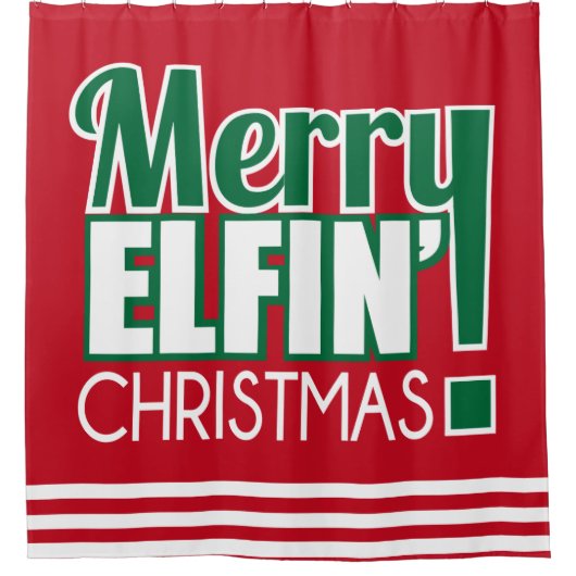 おもしろいでメリーなElfinのクリスマスのシャワー・カーテン シャワーカーテン (正面)