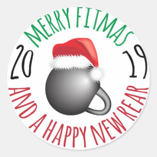 おもしろいでメリーなFitmasおよび幸せで新しい後部2019年 ラウンドシール