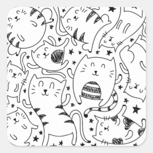 おもしろいで不完全な踊り猫の落書きパターン スクエアシール